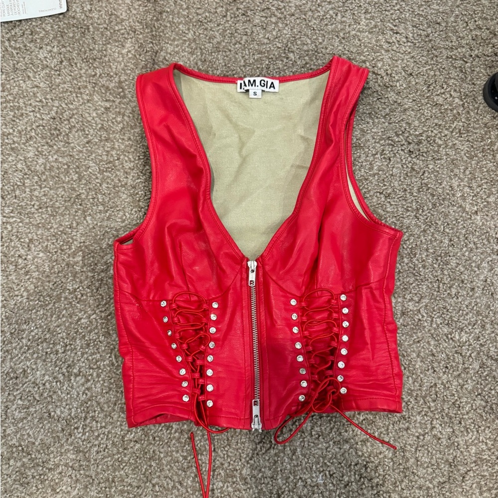 AMAZING red faux leather top from I.AM.GIA